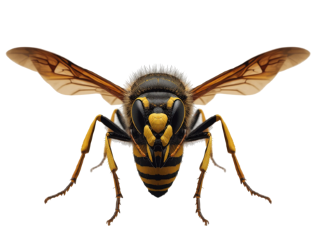 A striking macro shot showcasing the intricate details of a yellow jacket wasp in stunning clarity