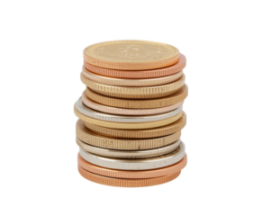 A towering stack of gleaming coins, a visual representation of wealth accumulation and savings
