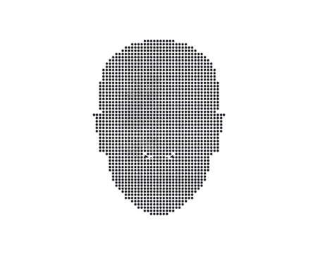 Abstract digital art representing a human head using circular patterns on solid concept