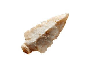 Ancient Artifact, Close-up of Stone Age Arrowhead on Isolated Backdrop for Historical Illustrations