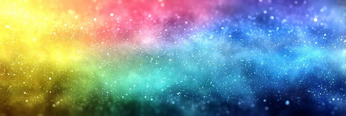 Colorful galaxy with a rainbow background and a starry sky. The stars are scattered throughout the sky