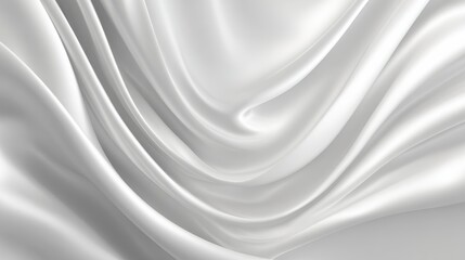 Obraz premium minimal white gray gradient color curve background elegant wave silk satin drapery textile bright shine cloth texture style for wedding backdrop modern surface luxury blank
