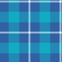 Deluxe background seamless vector, size textile plaid check. Teenage tartan fabric pattern texture in blue and cyan colors.