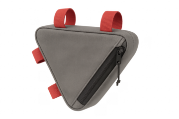 Gray and Red Bicycle Frame Bag with Transparent Background