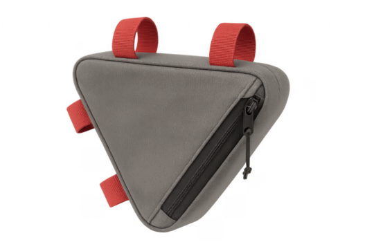 Gray and Red Bicycle Frame Bag with Transparent Background