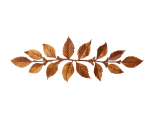 Elegant bronze leaf ornament symmetrical arrangement ideal for festive designs and embellishments