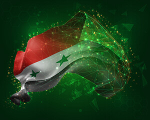 Syria, vector 3d flag on green background