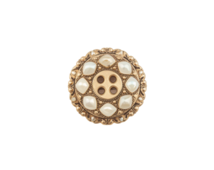 Exquisite golden brooch with simulated pearls offering a classic vintage glamour appeal