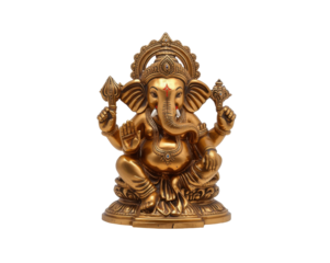 Golden Ganesh Statue Depicting Prosperity and Wisdom on a black color for Spiritual Practices