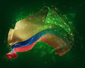 Colombia, vector 3d flag on green background