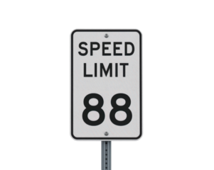 High Speed Road Sign with a Maximum Permitted Velocity of 88 Units of Measurement