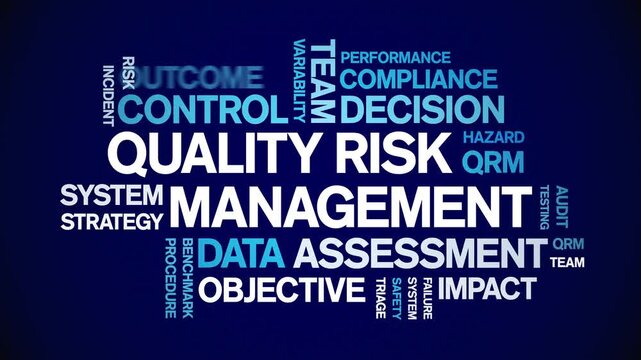 Quality Risk Management animated word cloud-text design animation tag kinetic typography seamless loop.