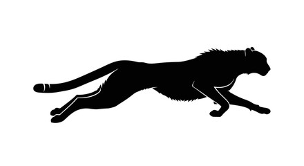 Running cheetah silhouette isolated on white background