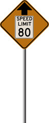 Speed Limit 80 Ahead Sign