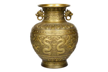 Ornate Antique Brass Vase with Dragon Motifs A Collectible Masterpiece