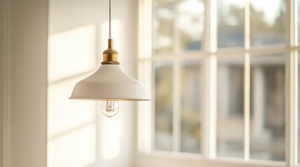 Warm light on a white pendant lamp