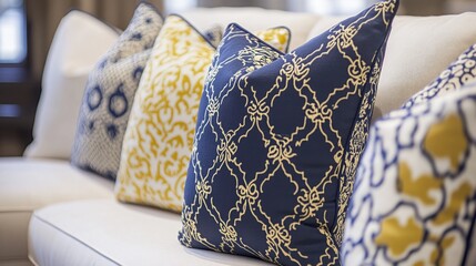 Beautiful decorative pillows on a stylish couch