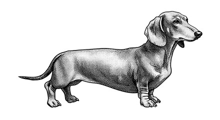 Black and White Halftone Dog Illustrations Collection