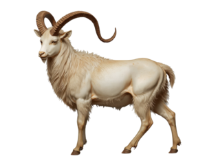 Majestic mountain goat portrait featuring prominent horns, capturing the essence of natural beauty