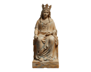 Majestic terracotta queen statue, A regal artifact with intricate details, showcasing power and elegance