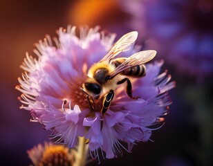 a bee on a purple flower