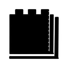 Stylized depiction of a single interlocking brick, a popular children's toy