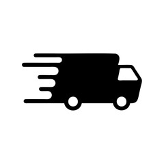Fast delivery truck illustration with motion trails indicating speed and urgency