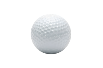 Golf Ball at Rest: A pristine golf ball, untouched and ready for play, exhibits a classic dimpled design, signifying a promise of sporting excellence and recreational enjoyment.