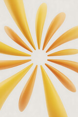 Abstract design, radiating orange and yellow shapes.
