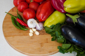 fresh vegetables on a wooden table