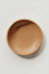 Empty light brown wooden bowl.
