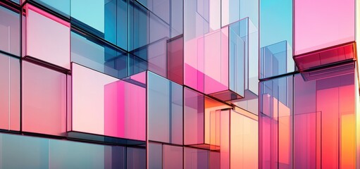 Vibrant, colorful glass block reflections