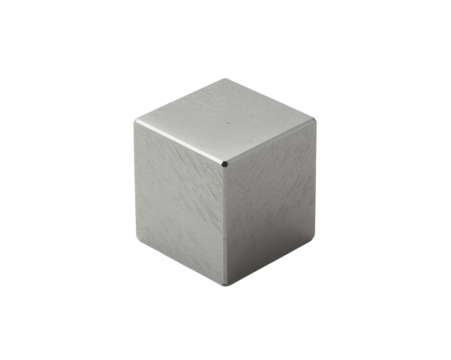 Single metal cube with brushed texture on a solid surface for 3D modeling projects