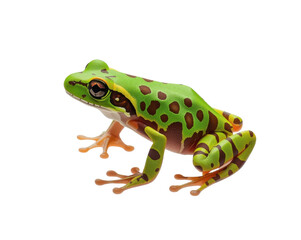 Fototapeta premium Striking Green Frog with Brown Spots Detailed Studio Shot Capturing Amphibian Beauty