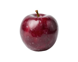 Studio Shot of a Whole Red Apple with Stem Against a Dark Background Depicting Freshness