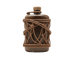 Vintage Brown Canteen with Rope Netting, A Timeless Artifact of Exploration and Preparedness