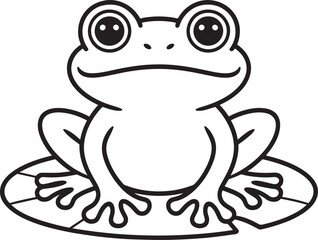 Charming Frog on Lily Pad Vector Illustration A Whimsical Amphibian Design for Nature Enthusiasts