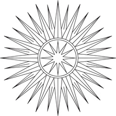 Obraz premium Complex Starburst Pattern with Concentric Circles and Radiating Lines Geometric Design