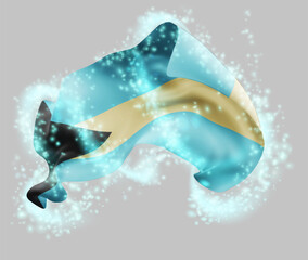 Bahamas, vector 3d flag in whirlwind of magical radiance