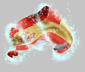 Spain, vector 3d flag in whirlwind of magical radiance