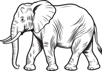 Detailed Elephant Line Art for Coloring Books and Creative Projects with Intricate Details