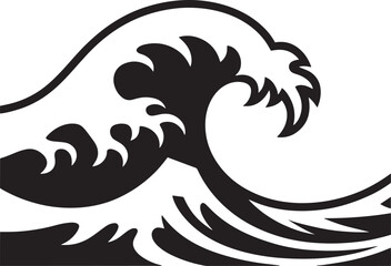 Detailed Wave Illustration with Crashing Crests and Turbulent Water for Nautical Art