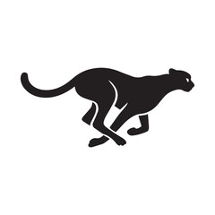 Fototapeta premium Leaping Cheetah Silhouette: A dynamic silhouette of a cheetah in full stride, embodies speed and grace, and a symbol of power and agility. 