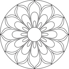 Elegant Circular Flower Design with Symmetrical Petal Arrangement and Central Round Space