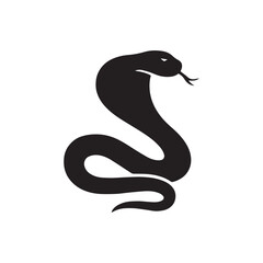 Fototapeta premium Serpentine Silhouette: A stark black cobra silhouetted against the background, its raised hood and focused gaze create a striking depiction of the predator. 