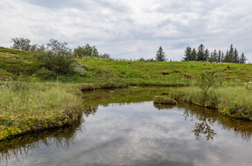 Thingvellir national park and river in Iceland