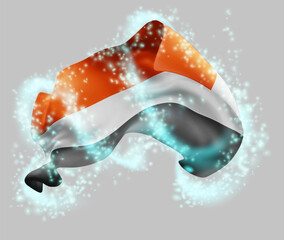 Yemen, vector 3d flag in whirlwind of magical radiance