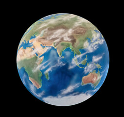 planet earth on black, isolated