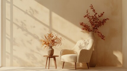 Fototapeta premium Cozy autumn decor with soft light and shadows