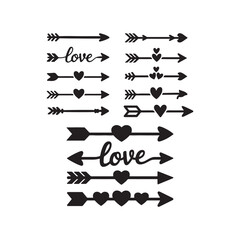 Love and Arrow Icons Set 